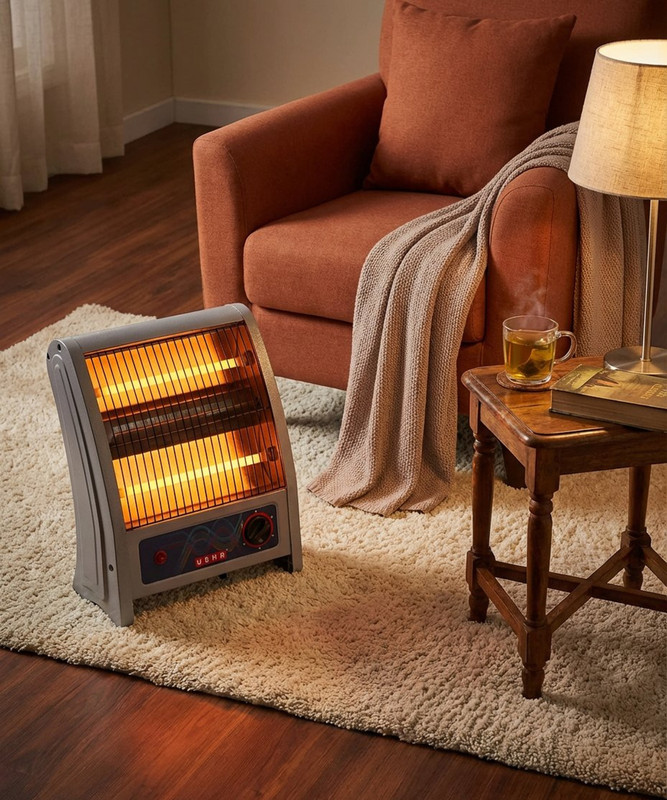 USHA 4302 2 Rod 800 Watt Quartz Heater with Low Power Consumption and Tip Over Protection Quartz Room Heater