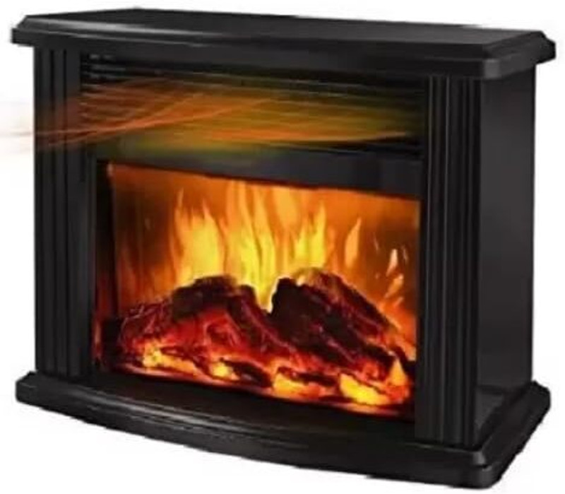 PRSVIKE Electric Fireplace Tabletop Portable Heater, 1000W Black Metal Frame Room Heater Fan Room Heater