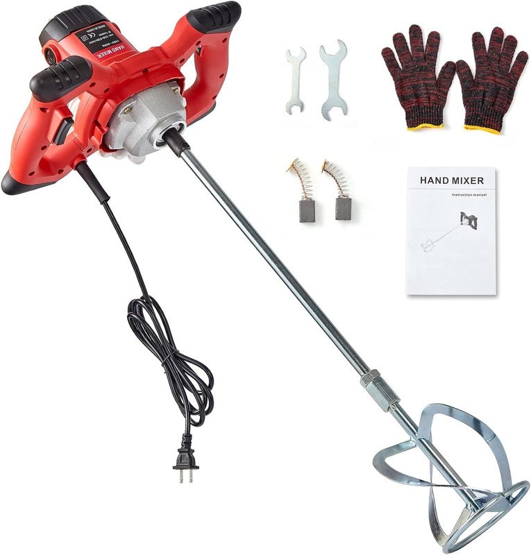 DeReliable 2400W 6 Speed Stirrer machine Concrete Paint Mud Cement Mortar Fodder mixer 2400W 6 Speed Stirrer machine Concrete Paint Mud Cement Mortar Fodder mixer Rotary Tool(14 mm)