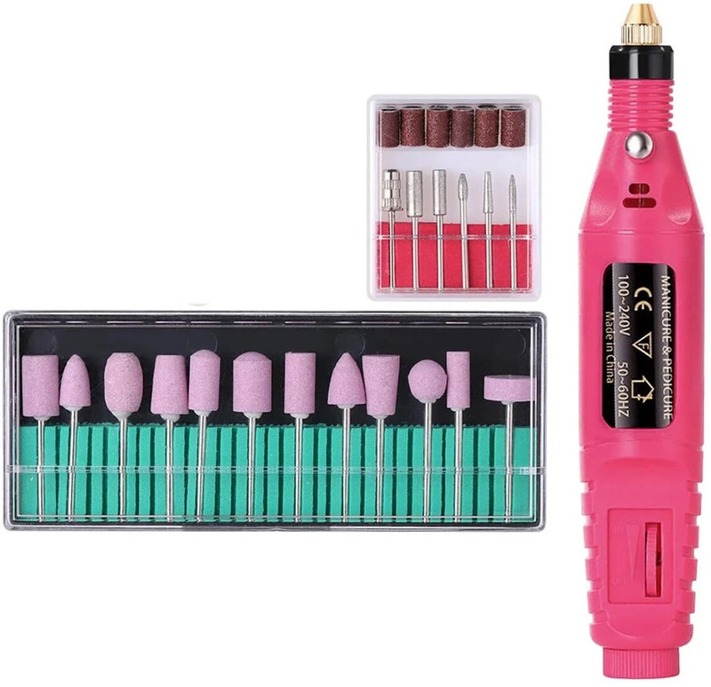 PKT With 12pcs Professional Nail Drill Bits Electric Nail Drill Kit Portable Nail File Nail Drill Machine Nail Rotary Tools Rotary Tool(3.2 mm)