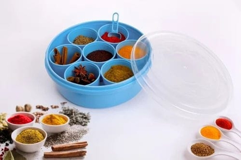 OTC 7 IN 1 Masala Box and Spice Containers Set in Multicolor Roti and Khakra Maker