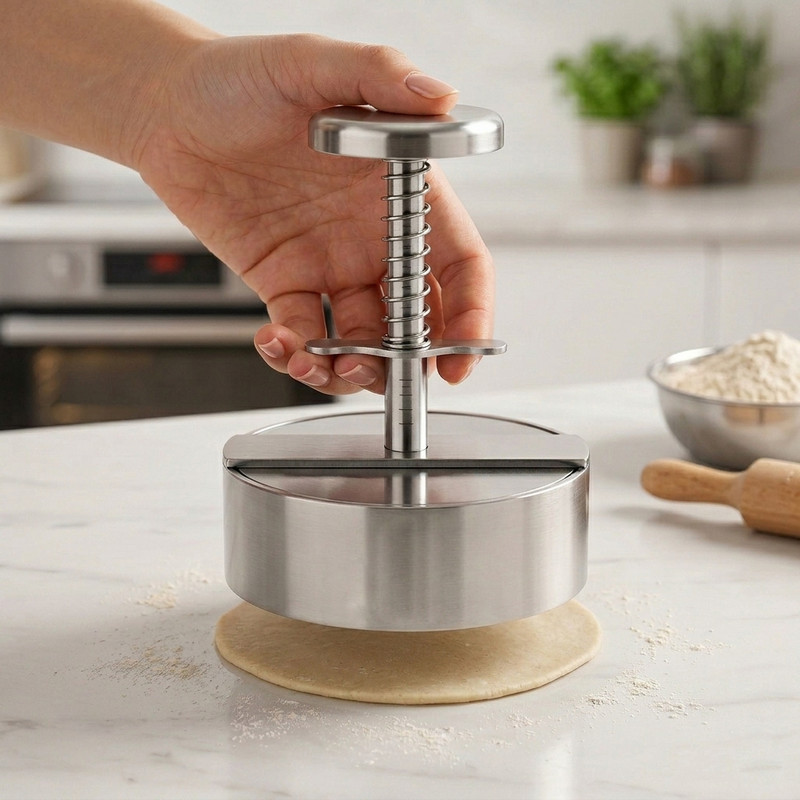 DHVITI EXPO Stainless Steel Puri Press Maker | 12cm Compact Dough Press for Puri Roti and Khakra Maker