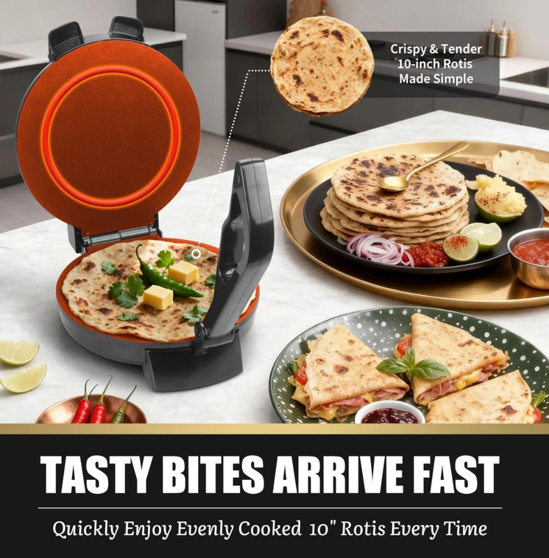 Viyasha ®Indian Chapati Roti/Maker 1 year warranty Model ADDI2 Roti and Khakra Maker