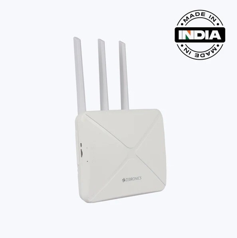 ZEBRONICS WR3004G Wi-Fi 6 Router with 4G/5G Sim Card ,High-Speed,LAN/WAN Port Auto Switch Router 2.4 GHz 100 Mbps Wifi Speed Dual Band External Antenna MiFi (Sim Based)(White)