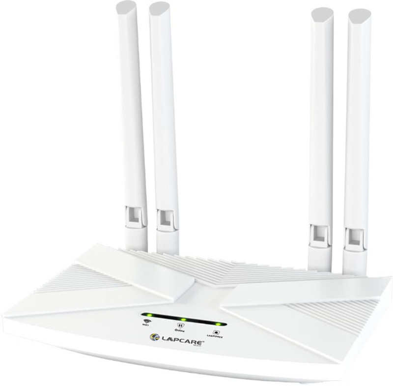 LAPCARE 4G WiFi Router Wi-Fi 6 Technology,5G/4G SIM Support,4 External Antennas,Lan Port 4G Router 2.4 GHz 300 Mbps Wifi Speed Single Band External Antenna MiFi (Sim Based)(White)
