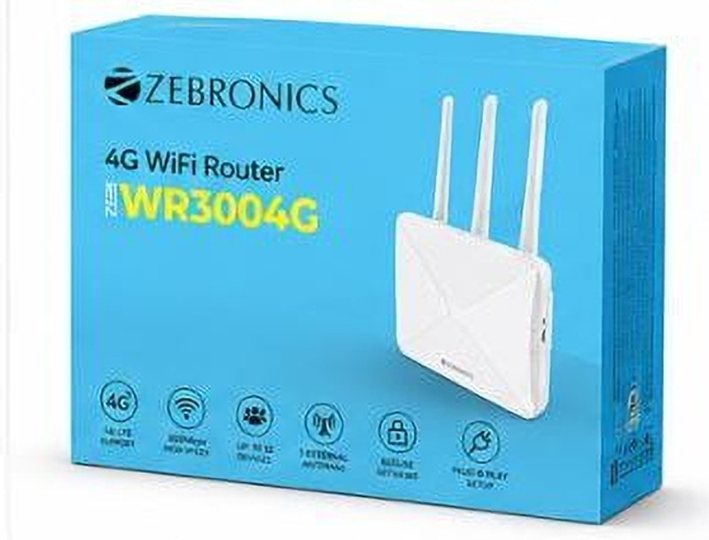 zebronic 4G/5G ROUTER MULTI SIM SUPPORT Wi-Fi 6 4G Router 5 GHz 300 Mbps Wifi Speed Dual Band External Antenna Ethernet (Cable Broadband)(White)