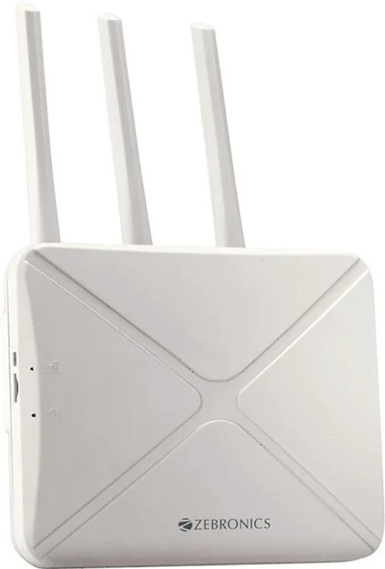 ZEBRONICS WiFi and LAN Connectivity|Compatible with 4G/5G Sim Card|High-speed Antenna Router 2.4 GHz 300 Mbps Wifi Speed Quad Band External Antenna Ethernet (Cable Broadband), MiFi (Sim Based)(White)