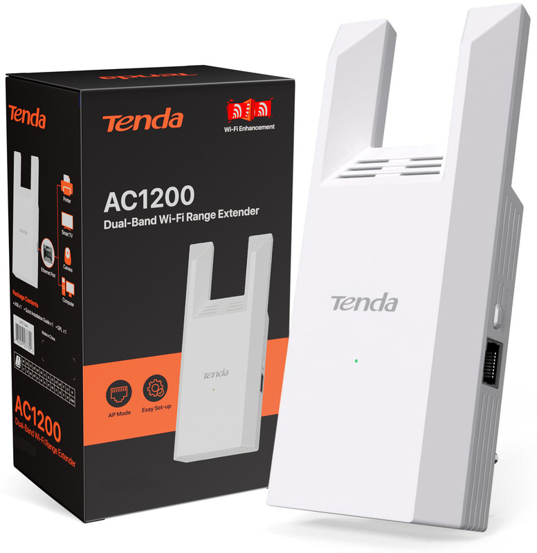 TENDA A19 Signal Booster WiFi Range Extender 5 GHz 1200 Mbps Wifi Speed Dual Band External Antenna Access Point Mode(White)