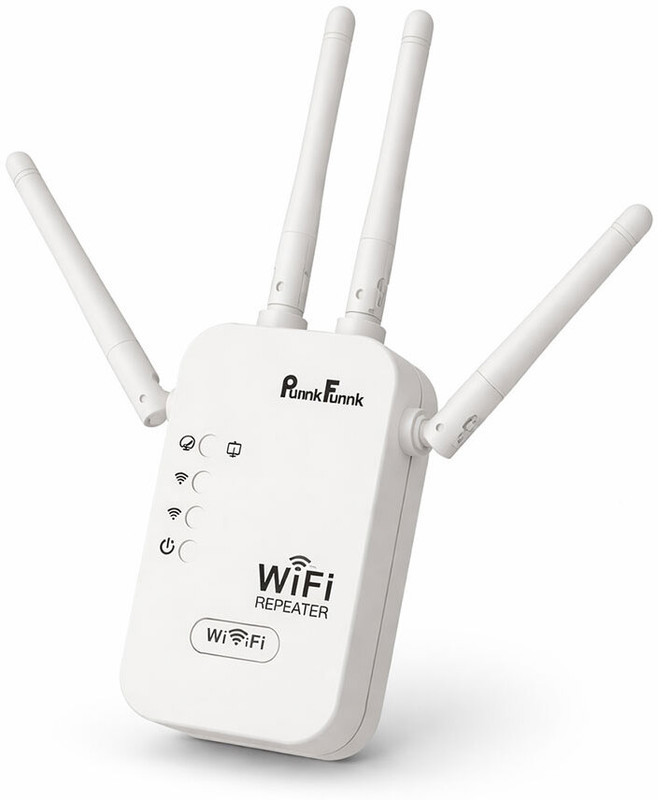 PunnkFunnk Repeater WiFi Range Extender 2.4 GHz 300 Mbps Wifi Speed Dual Band External Antenna Ethernet (Cable Broadband)(White)
