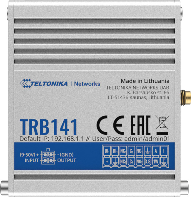 Teltonika TRB140 INDUSTRIAL RUGGED LTE GATEWAY 4G Router 0 GHz 150 Mbps Wifi Speed NA Ethernet (Cable Broadband)(Grey)