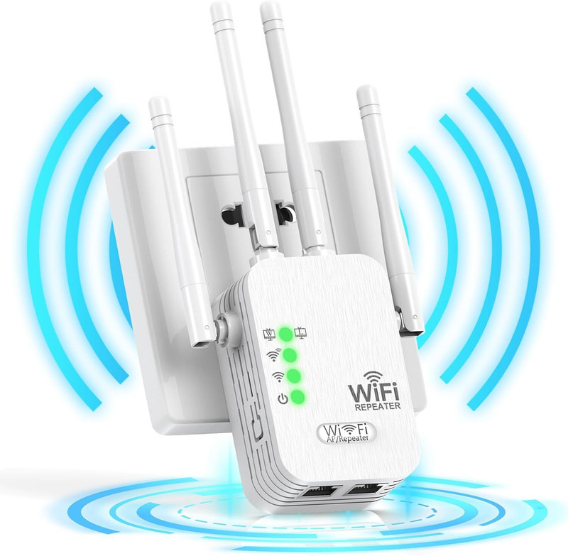 Cabepow WiFi Range Extender - 300Mbps, Supports 20 Devices 2.4GHz Single Band 4 Antennas WiFi Range Extender 2.4 GHz 300 Mbps Wifi Speed Single Band External Antenna Both (Ethernet and ADSL)(White)