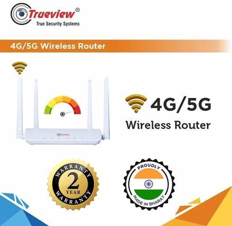 trueviwe 4G LTE WiFi 6 Router Trueview | RJ45 LAN | Secure IPv4/IPv6 Broadband Model 4G Router 2.4 GHz 300 Mbps Wifi Speed Dual Band External Antenna NA(White)