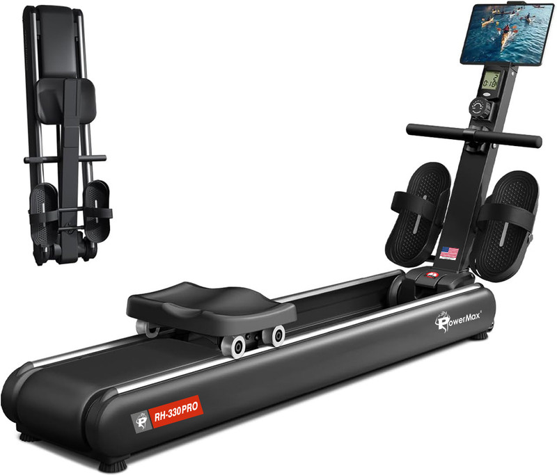 Powermax Fitness RH-330PRO Premium Rower Cardio Equipment for Home-Gym, Bluetooth, 130kg max user Rowing Machine(Foldable)