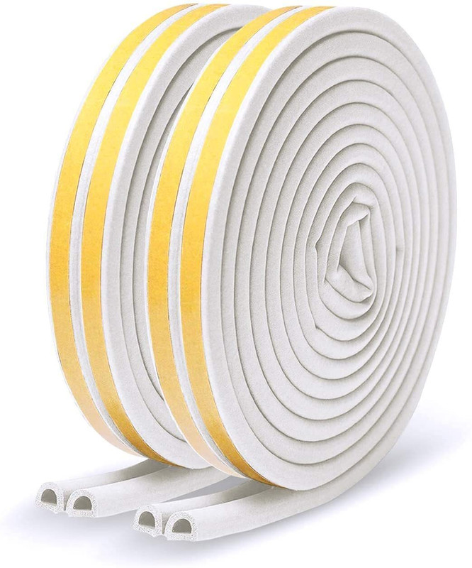 Bellveen D Shaped Self-Adhesive Epdm Doors and Windows Rubber Weatherstrip 6 Meter 10 mm Table Tennis Rubber(White)