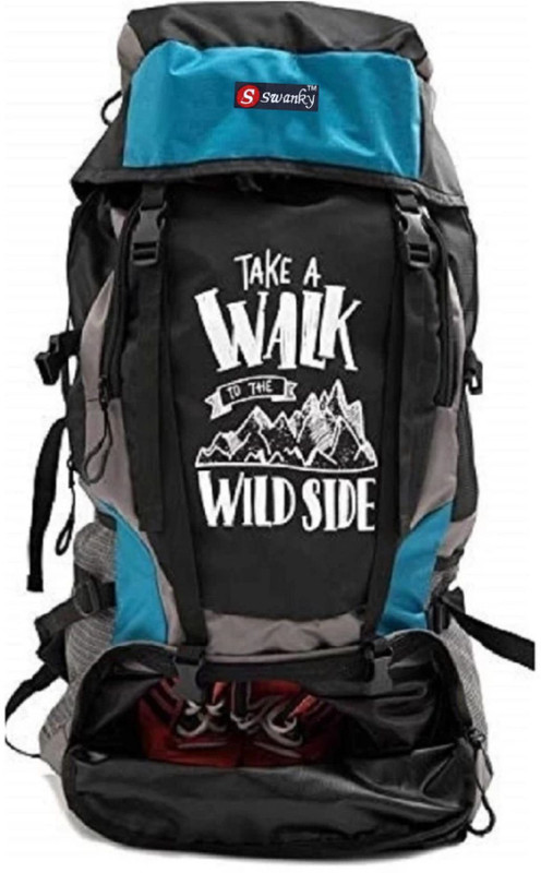 Swanky Mount Trekking Rucksack Backpack Luggage for Travel Hiking Bags Women Men Bag Rucksack - 55 L(Green, Black)