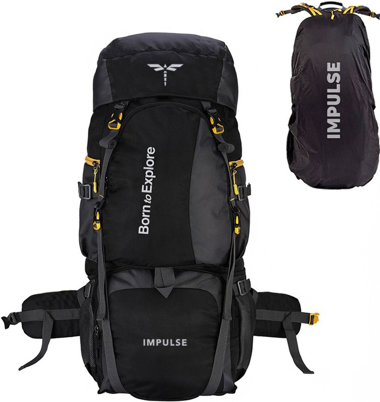 IMPULSE 80 Litres Curve Water Resistant Tour Travel Rucksack - 80 L(Black)
