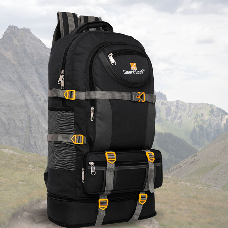 Smartlook ExploreX 60L|Large Capacity|Trekking Hiking|Rucksack Bag|Adjustable Hip Belt Rucksack  - 60 L(Black)