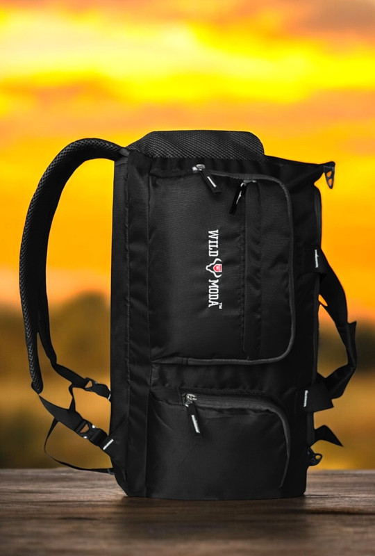 Wildmoda 45L FlexForce: All-in-One Travel, Trekking, Duffel Bag, Sports & Gym bag Rucksack  - 45 L(Black)