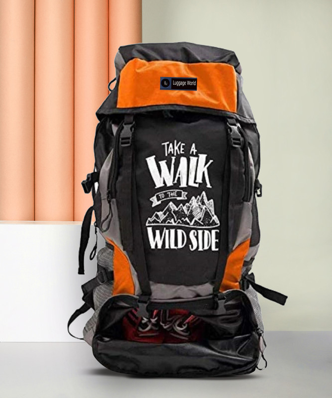 LUGGAGE WORLD New Adventure Series Trekking Water Proof Hiking Travel Luggage Backpack Bag Rucksack  - 55 L(Orange)