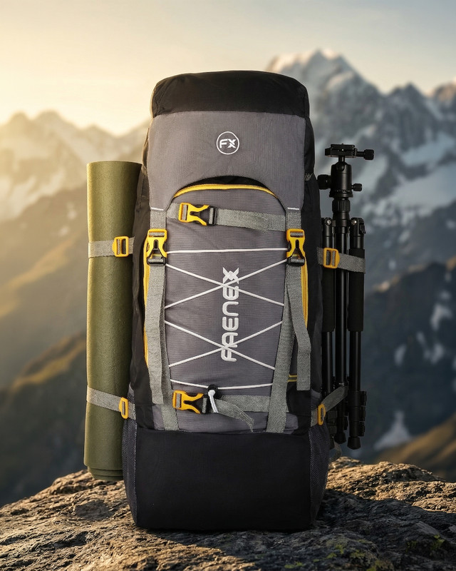 faenex Trekking Backpack Ergonomic Hiking Bag with Reinforced Stitching Rucksack  - 80 L(Grey)