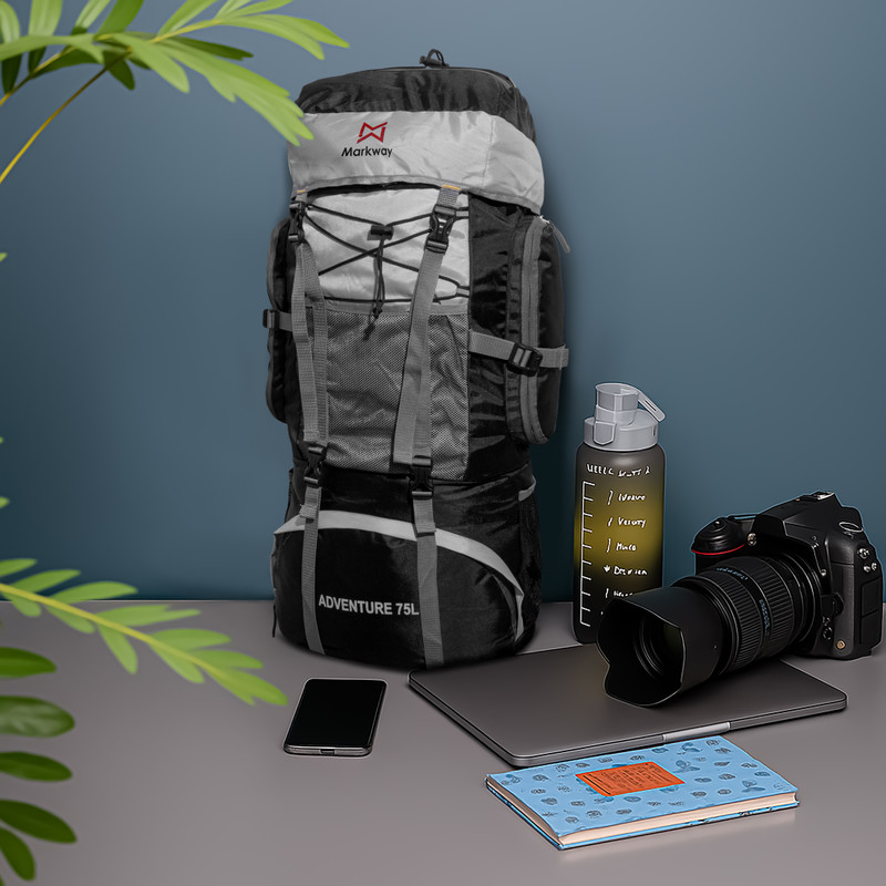 markway GTIER RUCKSUCK TREKKINGS WITH RAINCOVER Rucksack  - 75 L(Black)
