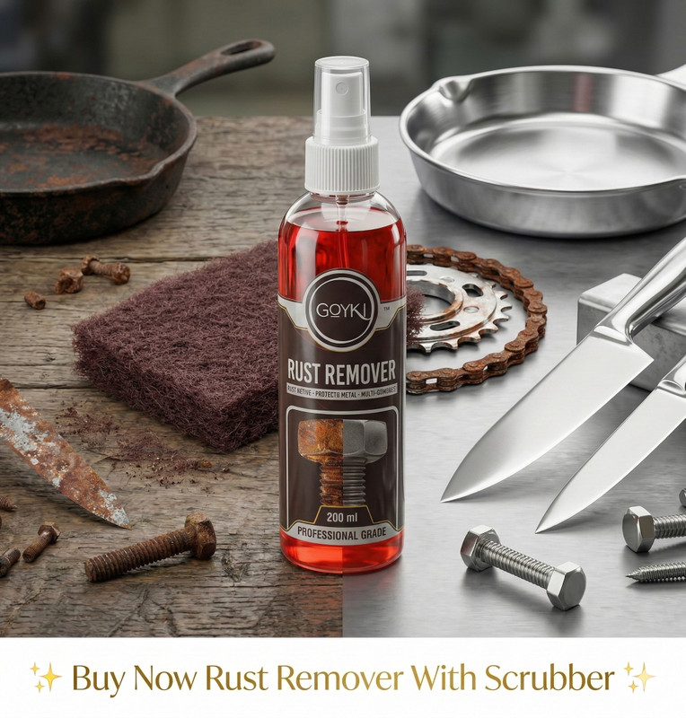 GOYKI Professional Rust Cleaner Spray with Scrubber for Metal & Tools Rust Removal Solution with Trigger Spray(200 ml)