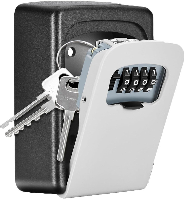 Keetoz Metal Key Lock Box For House & Outside Realtors Garage Spare Keys, 4 digit Combination Lock(Black)
