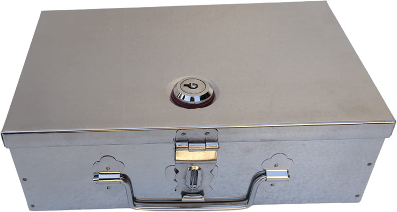 GINOSET Storage Box Home, Office, Hotel, Bank Size-10 Inch with Lock & 2 key Safe Locker(Key Lock)