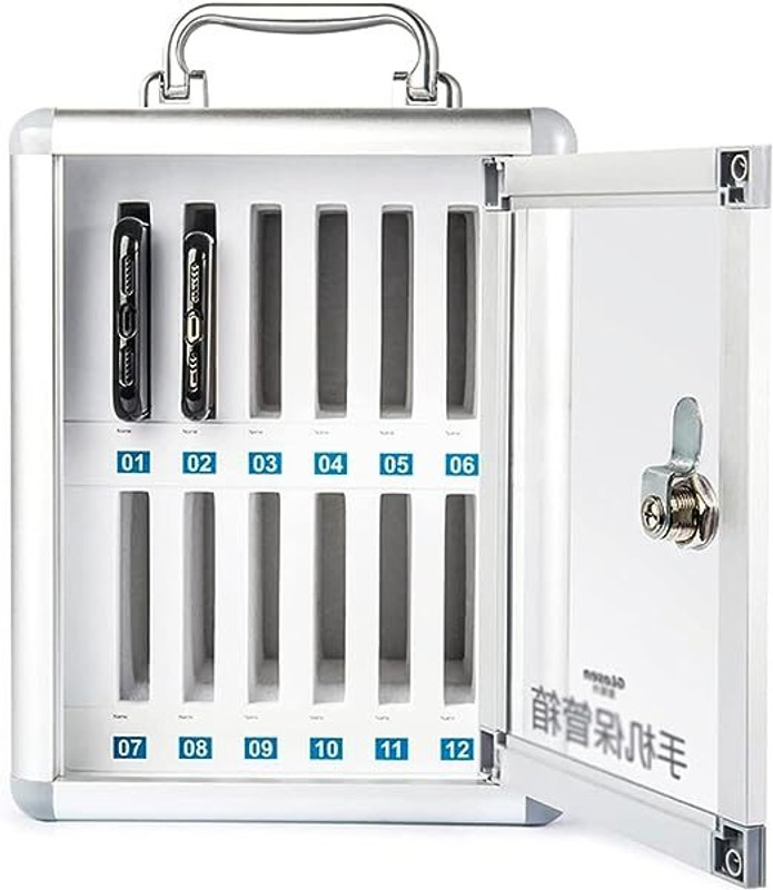 Bellveen Cell Phone Locker 12 Slots Metal Mobile Phone Storage Box Storage Safe Locker(Key Lock)