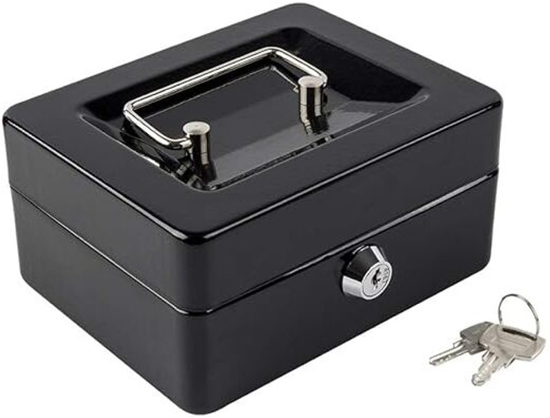 Betlex Cash Box with Money Tray,Small Safe Lock Box with Key,Cash Drawer Safe Locker(Key Lock)