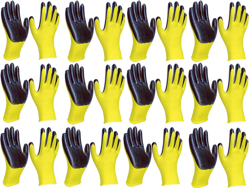 Masox Store Seamless Knit Glove with Smooth Grip on Palm & Fingers Ideal for Industrial K8 Skating Gloves(Yellow, Black)