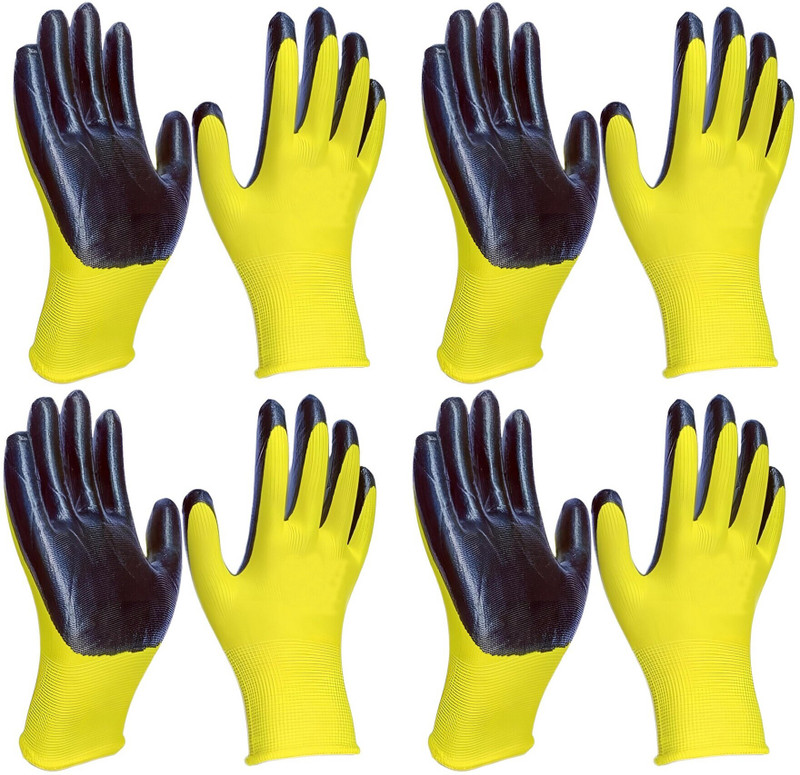 Masox Store Oil & Cut Resistant Safety Hand Gloves Cut-Proof Protection Nylon Hand Gloves K6 Baseball Gloves(Yellow, Black)