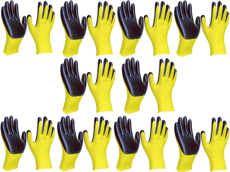 Masox Store Multipurpose Nylon PU Coated Smooth Grip Safety Hand Work Cut Resistant Glove K6 Boxing Gloves(Yellow, Black)