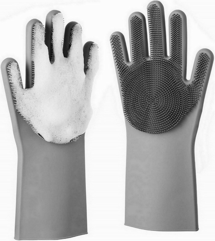 Masox Store Grooming Gloves for Cow, Dog & Cat, Horse, Donkey, Rabbit, Monkey, Miniature Pig, Turtle(Grey, Fits All)
