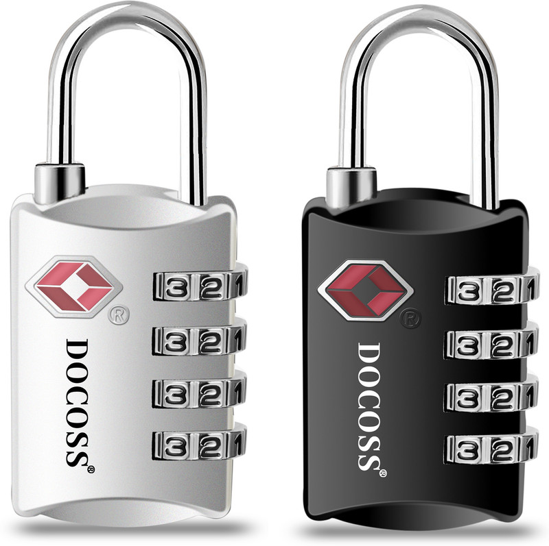 DOCOSS Set of 2-309-Metal TSA Approved Lock 4 Digit for Luggage Bag Travel Locks Safety Lock(Black, Silver)