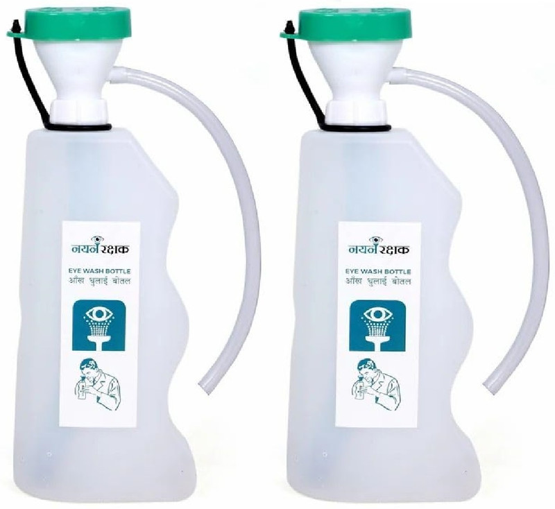 NAYAN RAKSHAK Eye Wash Bottles (Pack of 2) - Portable Emergency Eyewash Station Bottle Safety Shower