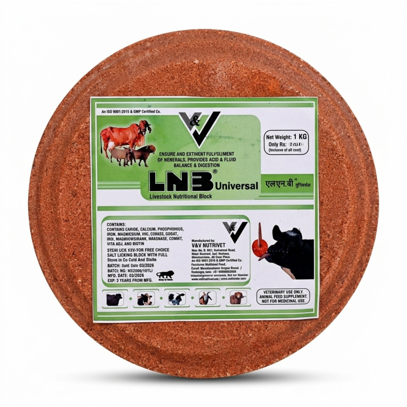 LNB Universal Mineral Lick Block 1kg for Cow Goat Sheep | All Life Stages Feed Supplement Horse Salt Block(1 kg)