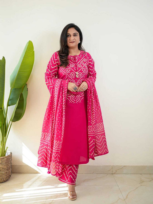 Le Mec Printed Kurta, Palazzo & Dupatta Set