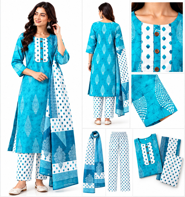 FIDHA ENTERPRISES Printed Anarkali Kurta, Bottom & Dupatta Set