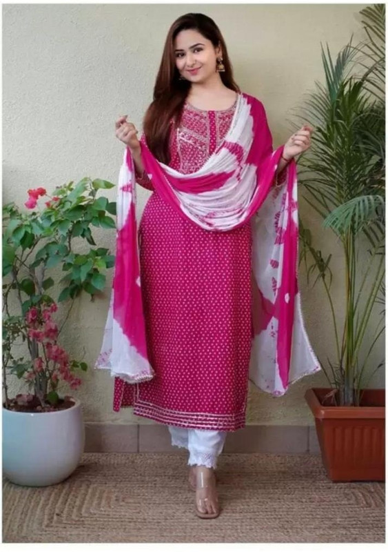 AMEERO Printed Kurta, Palazzo & Dupatta Set