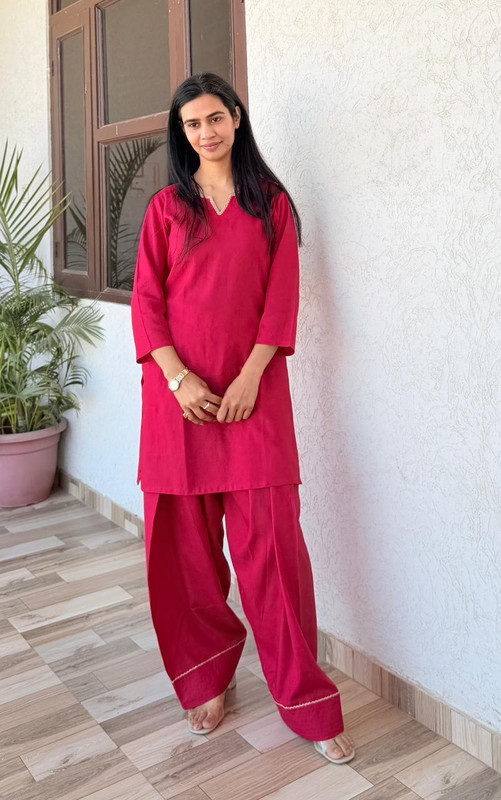 Prisella Solid Kurta, Palazzo & Dupatta Set