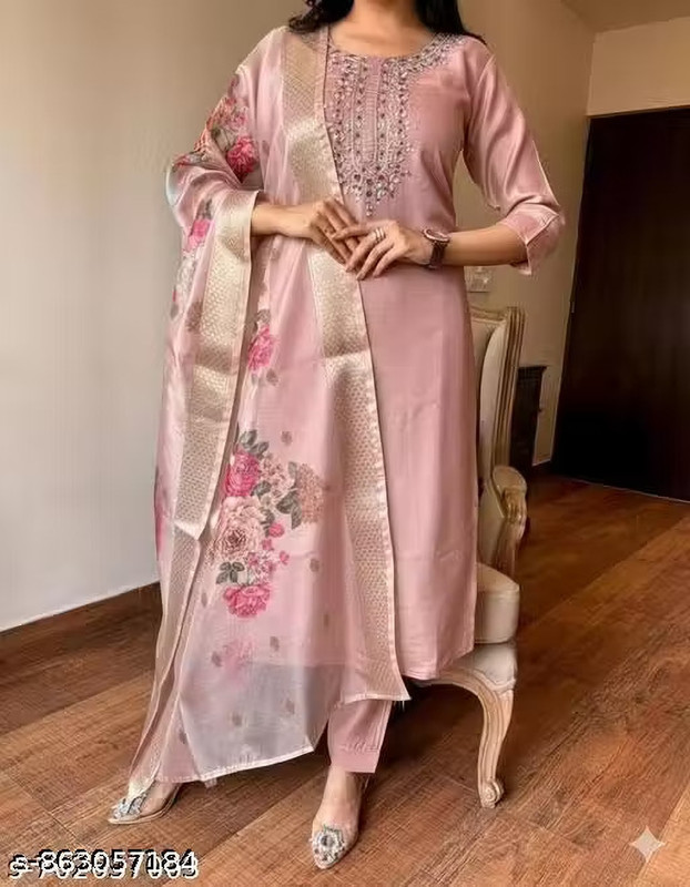 HKBD Fab Embroidered Kurta, Salwar & Dupatta Set