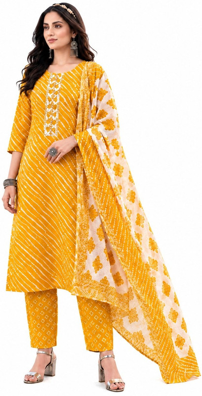 Bhavana impression Printed Kurta, Salwar & Dupatta Set