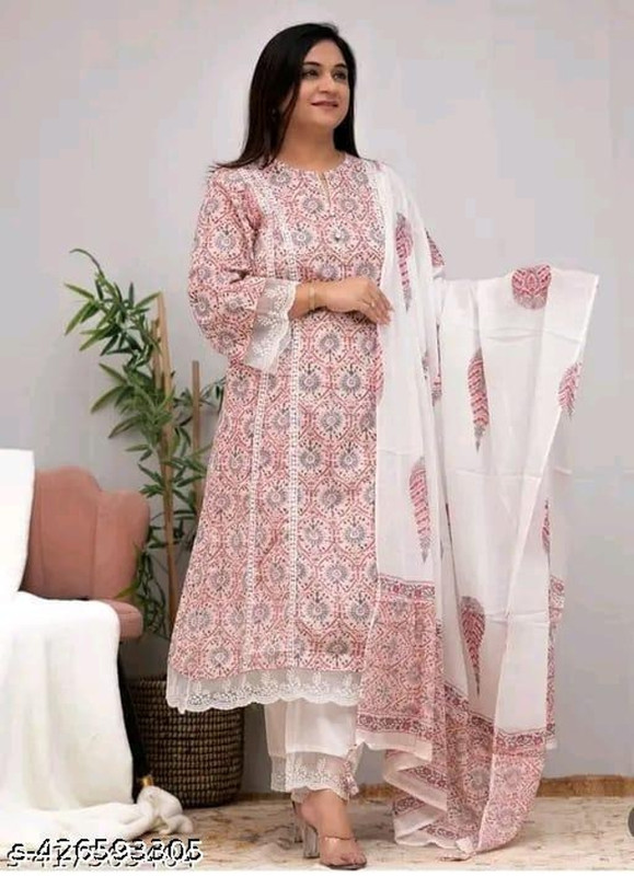 Adheesh Creation Floral Print Kurta, Palazzo & Dupatta Set