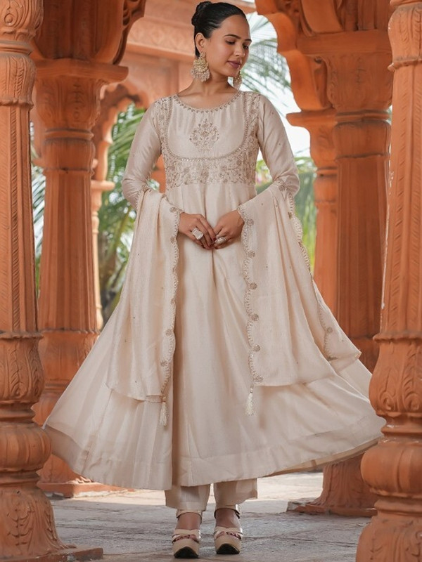 Dsmarts Embroidered Kurta, Trouser/Pant & Dupatta Set