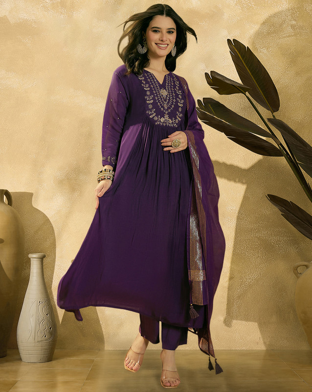 Kvsfab Embroidered Kurta, Trouser/Pant & Dupatta Set