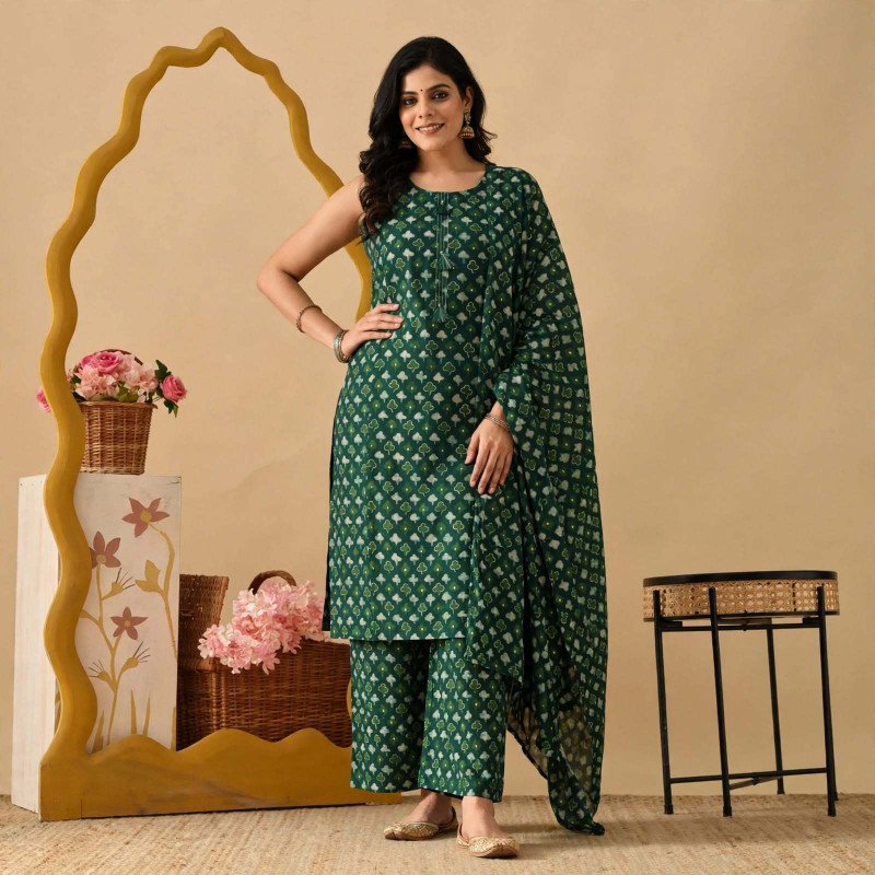 TRR CREATION STUDIO Printed Kurta, Salwar & Dupatta Set