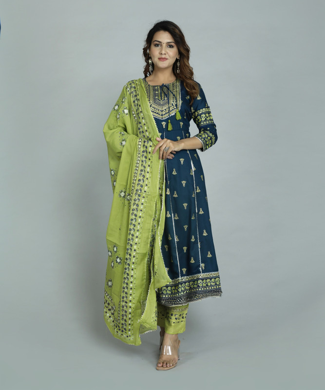 Patni Ethnic Printed Kurta, Palazzo & Dupatta Set