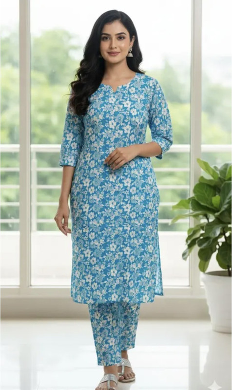 ANSARCLOTHES Floral Print Kurta, Palazzo & Dupatta Set