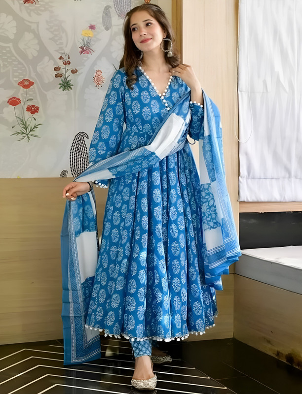 HOUSE OF COMMON Printed Kurta, Palazzo & Dupatta Set